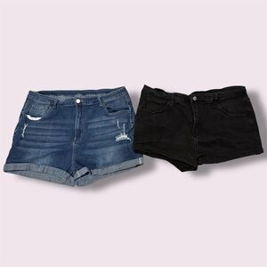 SHEIN Denim Blue and Black Jean Shorts